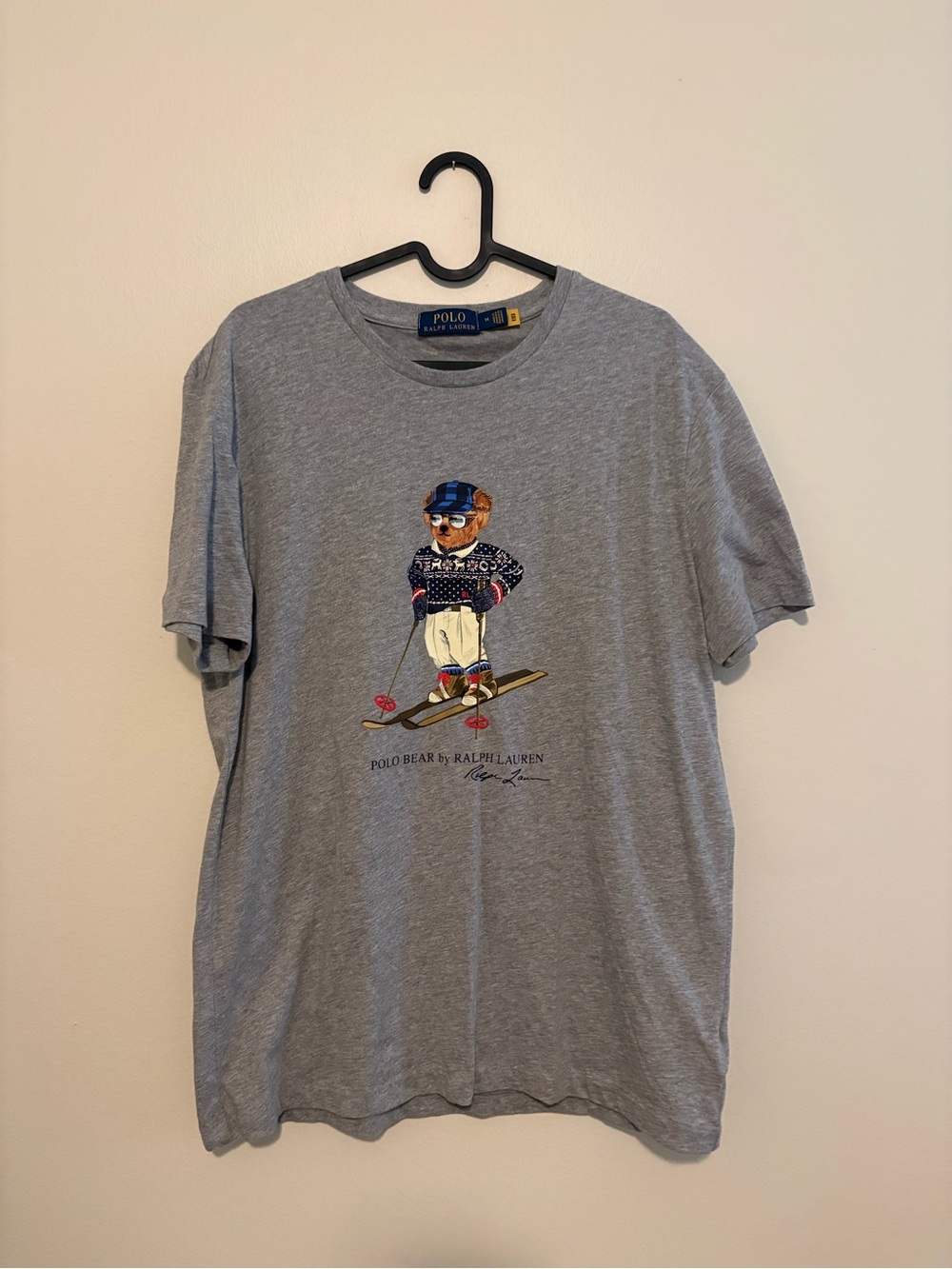 Polo Ralph Lauren Men Teddy Polo Bear Skiing Graphic Crew T-Shirt Size M NEW